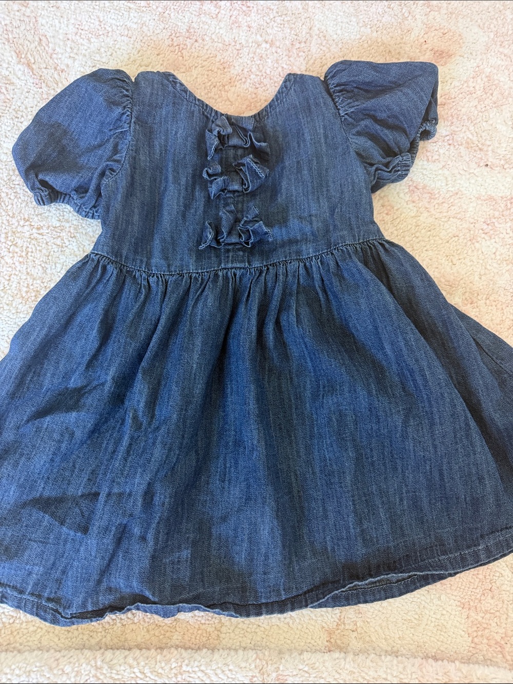 GAP Girls' Dark Blue Denim Puff-Sleeve Dress